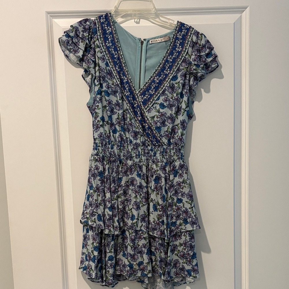 Alice + Olivia Floral Skort Dress with Blue and Purple